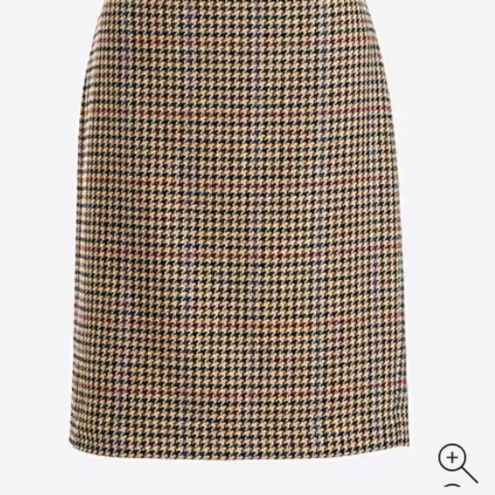 J. Crew Houndstooth Pencil Skirt Beige Multi‎ Wool